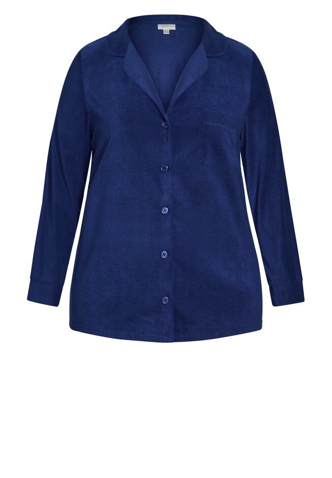 Button Fleece Top, NAVY, alternate image number null