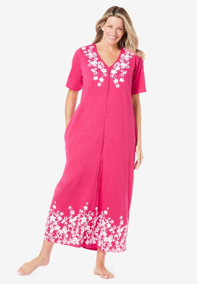 Knit Zip Long Lounger, PINK BURST MEADOW FLORAL, hi-res image number null