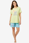 Knit PJ Short Set, PASTEL LIME BEACH, hi-res image number null