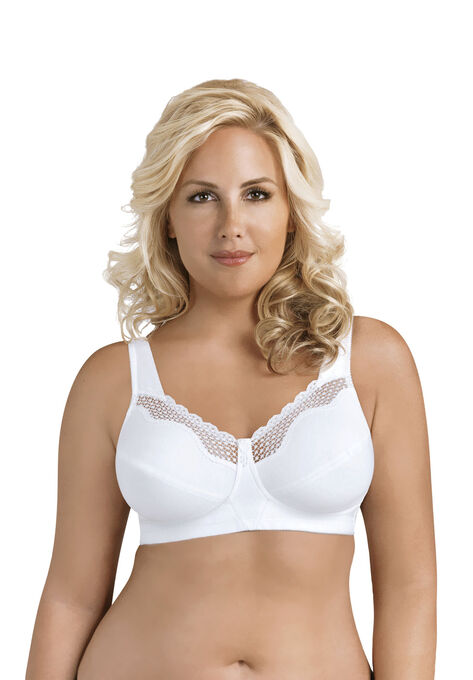 Fully® Cotton Soft Cup Lace Bra, WHITE, hi-res image number null