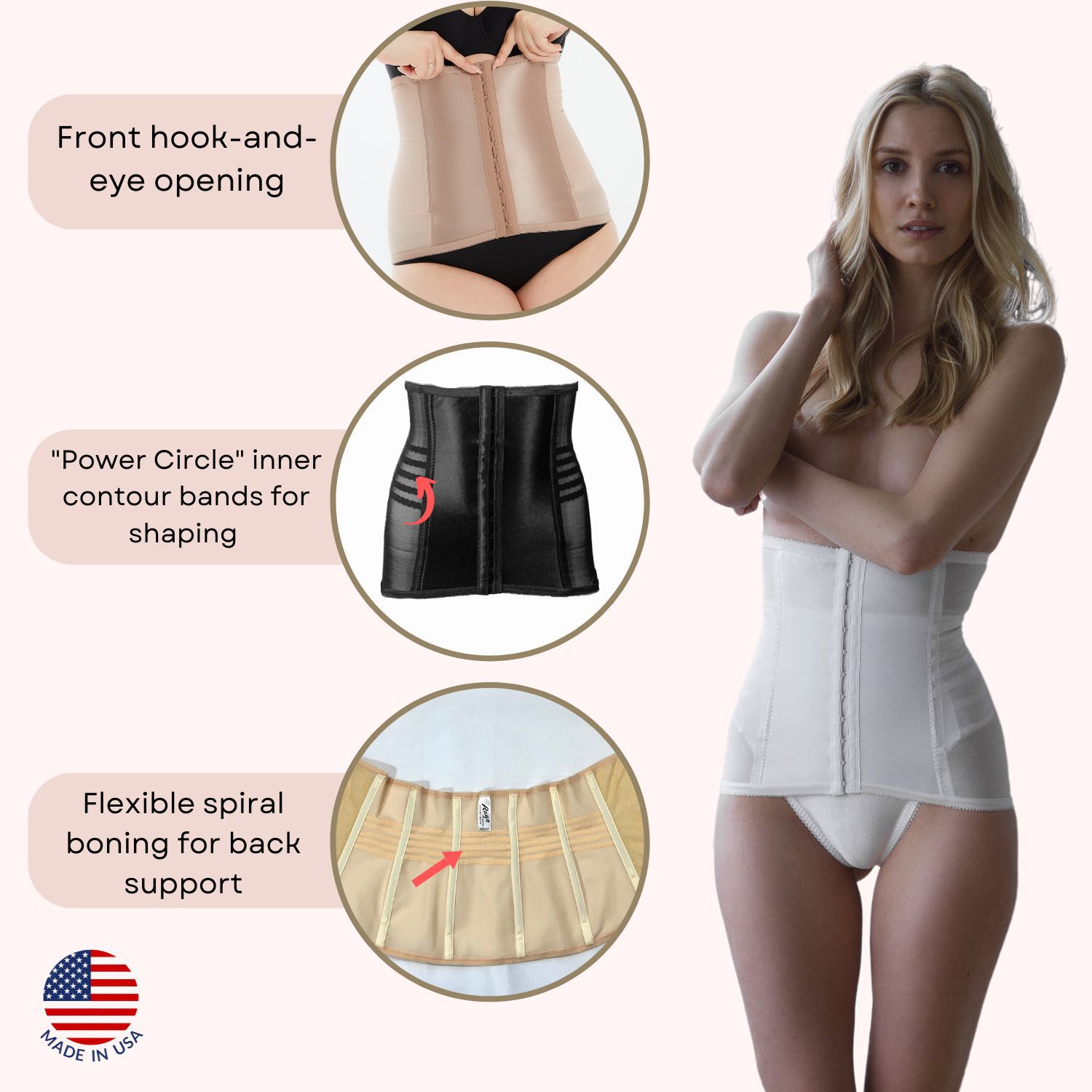 Shapette Powermesh Satin Panel Waist Cincher, MOCHA, alternate image number 3