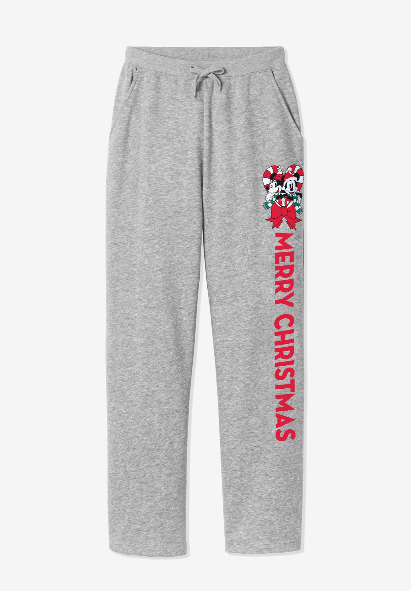 Disney Women's Fleece Navy Sweatpants Xmas Heather Grey Mickey Minnie, , alternate image number 1