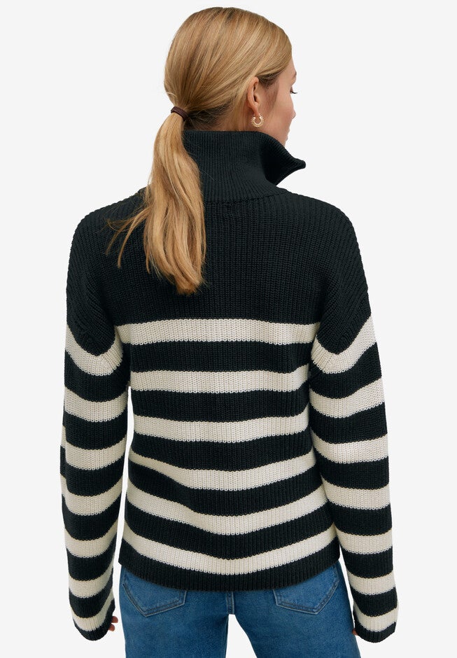 Pullover Sweater With 1/4-Zip Collar, , on-hover image number 1