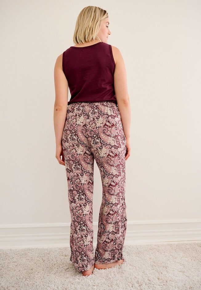 Wide-Leg Sleep Pant with Tassel Drawstring, MIDNIGHT BERRY PAISLEY, on-hover image number null