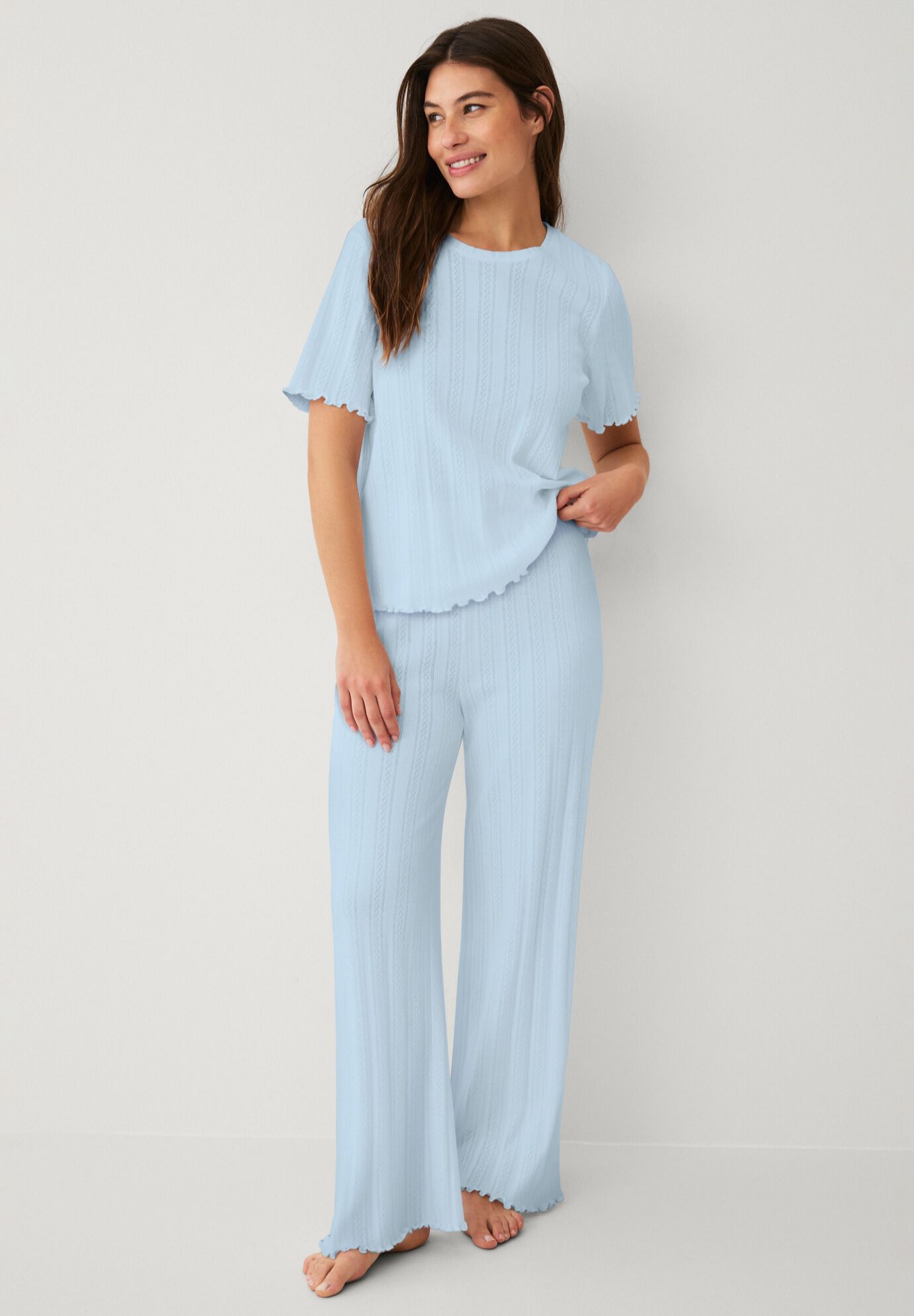 Pointelle Two-piece Sleep Set, BLUE SMOKE, hi-res image number 0