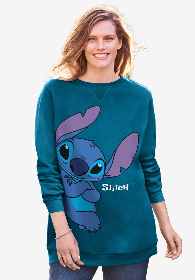 Disney Fleece Sweatshirt, DEEP TEAL STITCH, hi-res image number 0