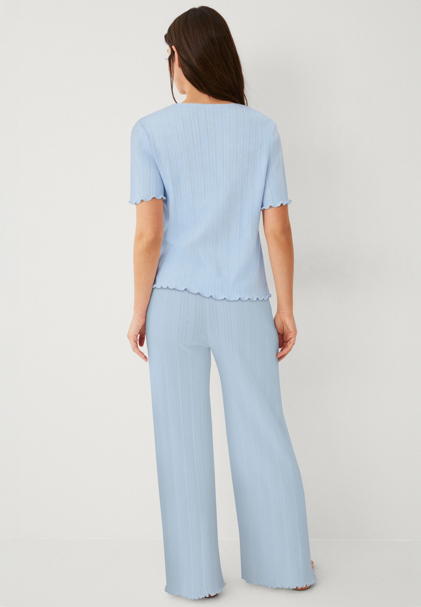 Pointelle Two-piece Sleep Set, BLUE SMOKE, on-hover image number 1
