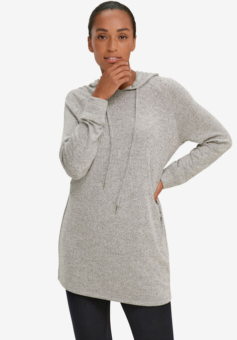 Marled Knit Hooded Lounge Tunic, MARLED GREY, hi-res image number null