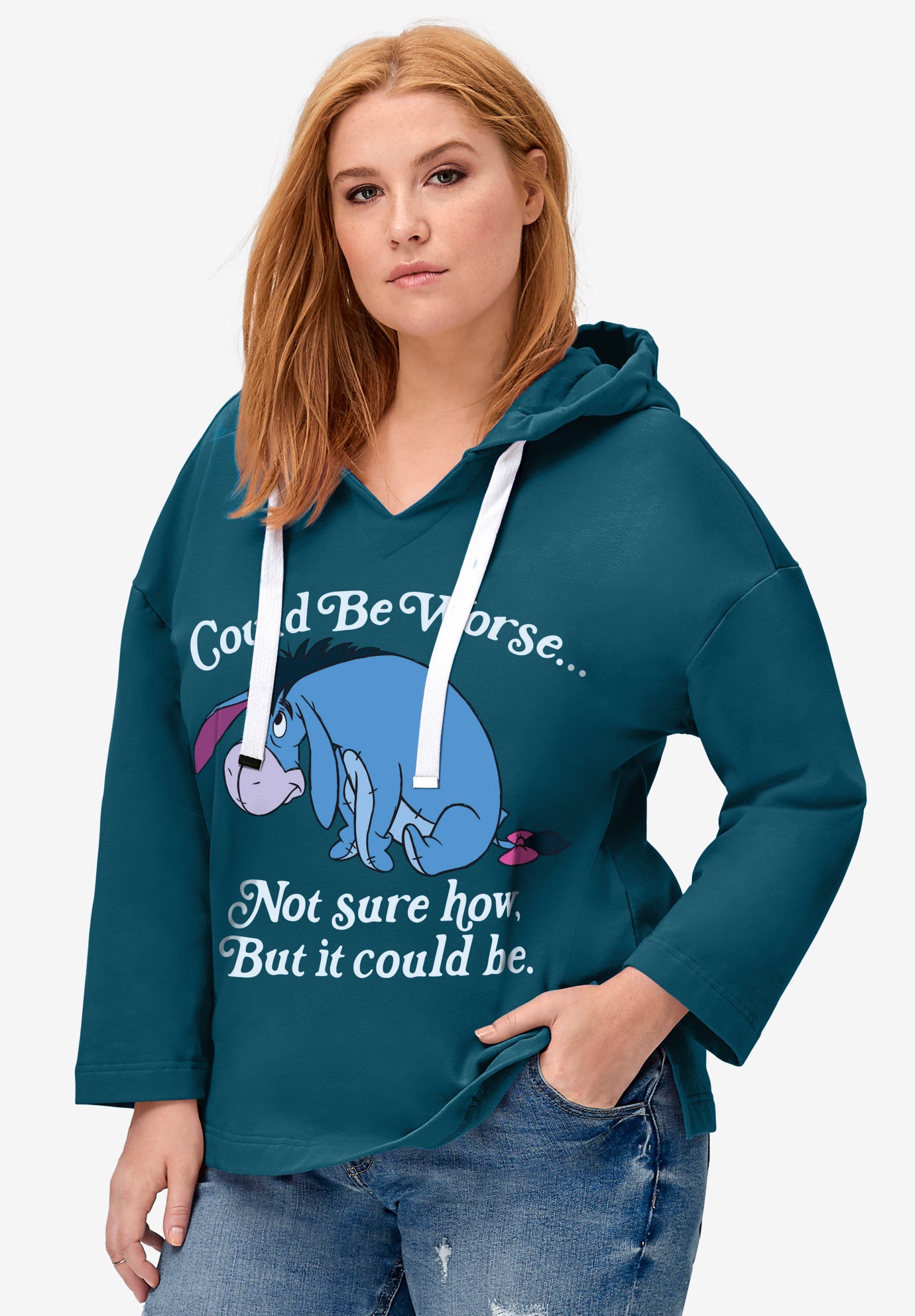 Disney Women's Hooded Sweatshirt Teal Eeyore image number 0