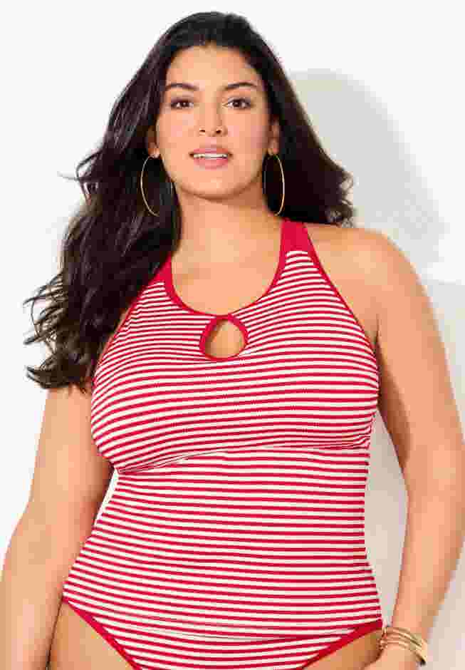 Metallic Lurex High Neck Tankini Top image number 3