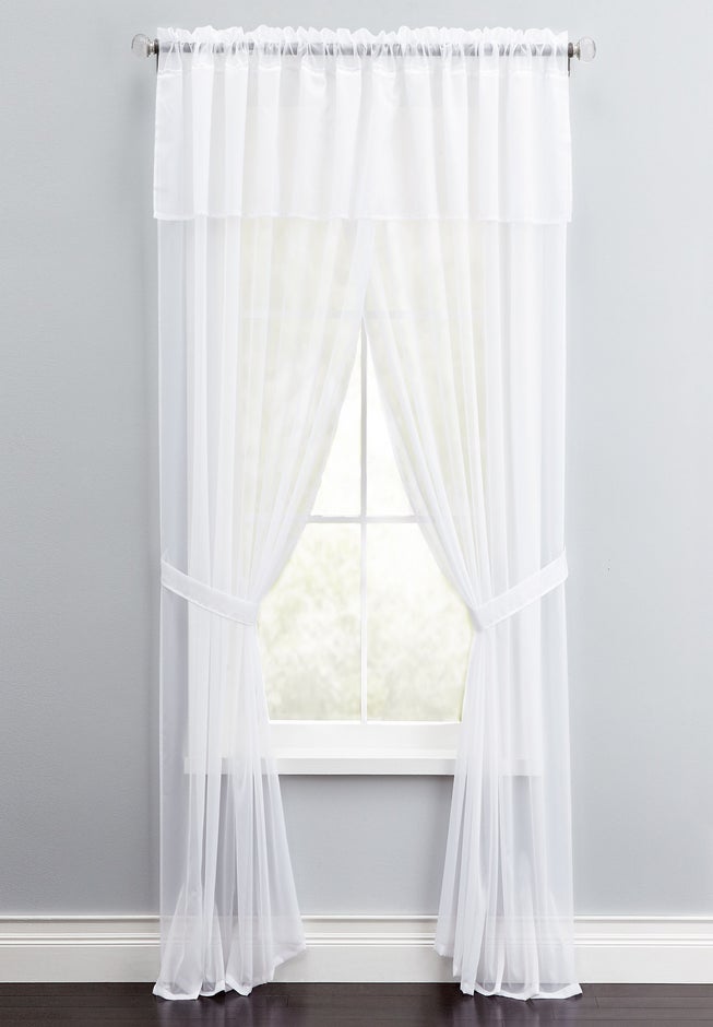BH Studio Sheer Voile 5-Pc. One-Rod Curtain Set image number 0