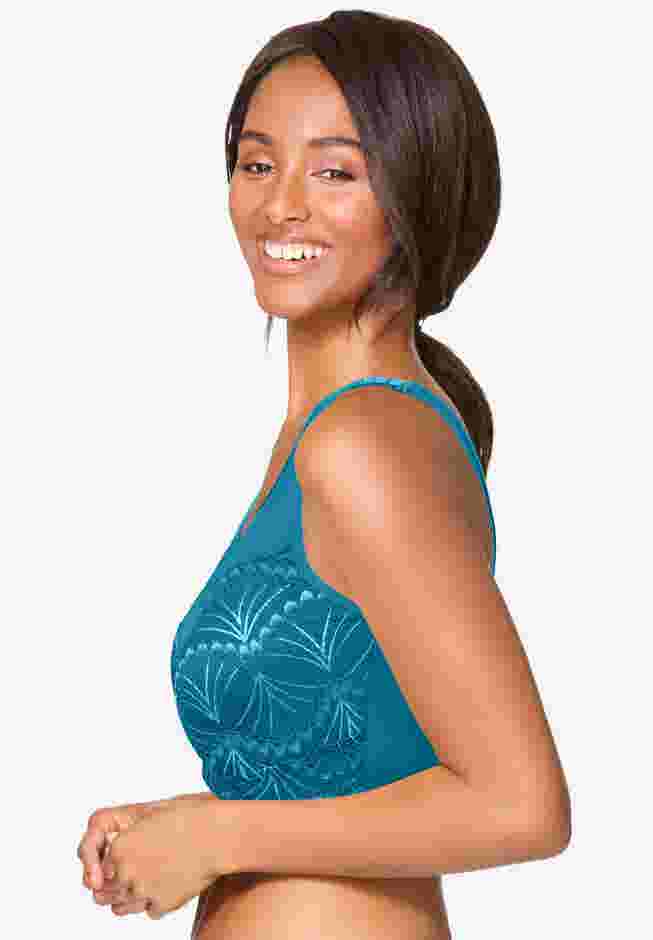 Comfort Choice® Zip-Front Lace Lounge Bra image number 2