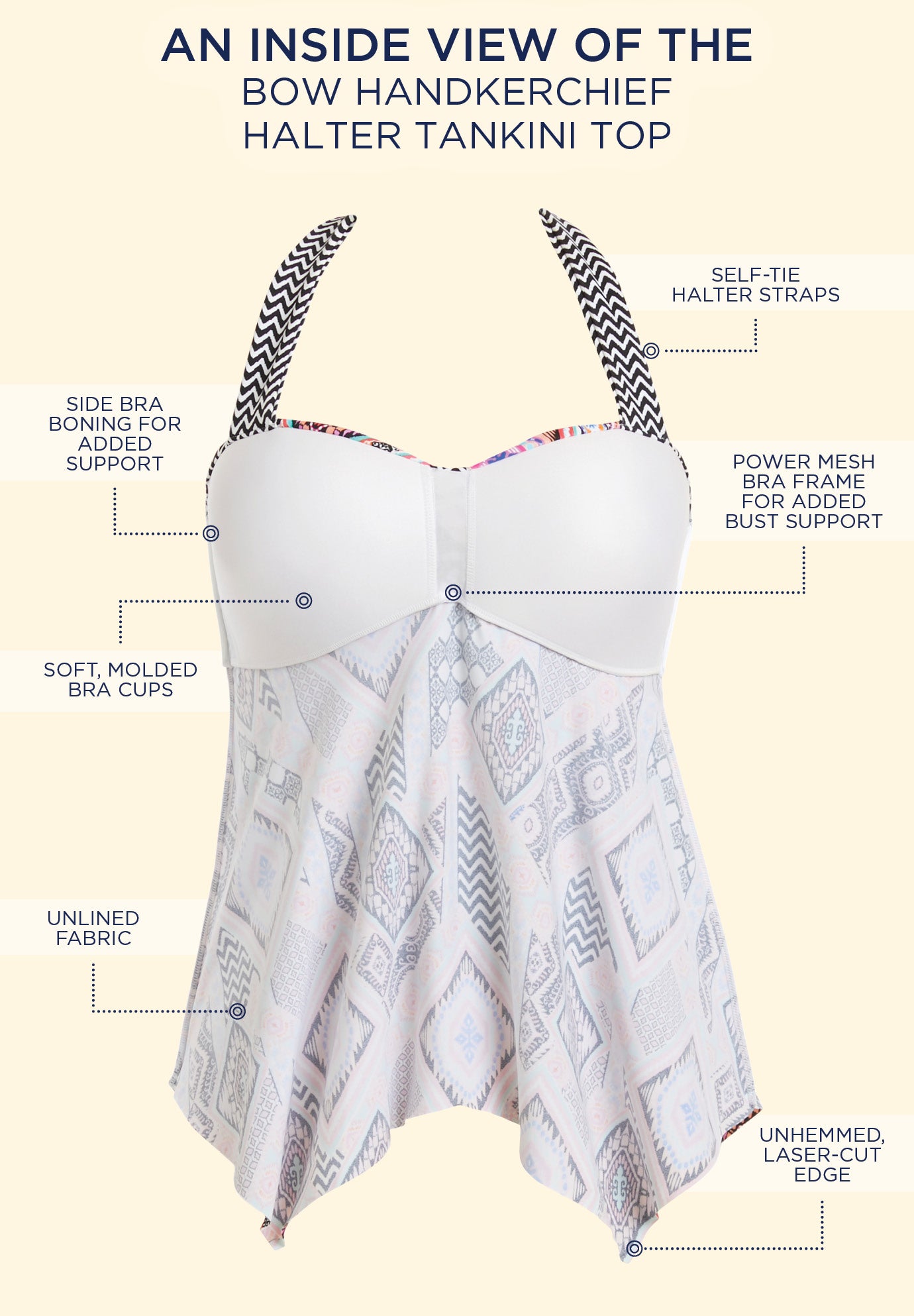 Bow Handkerchief Halter Tankini Top image number 2