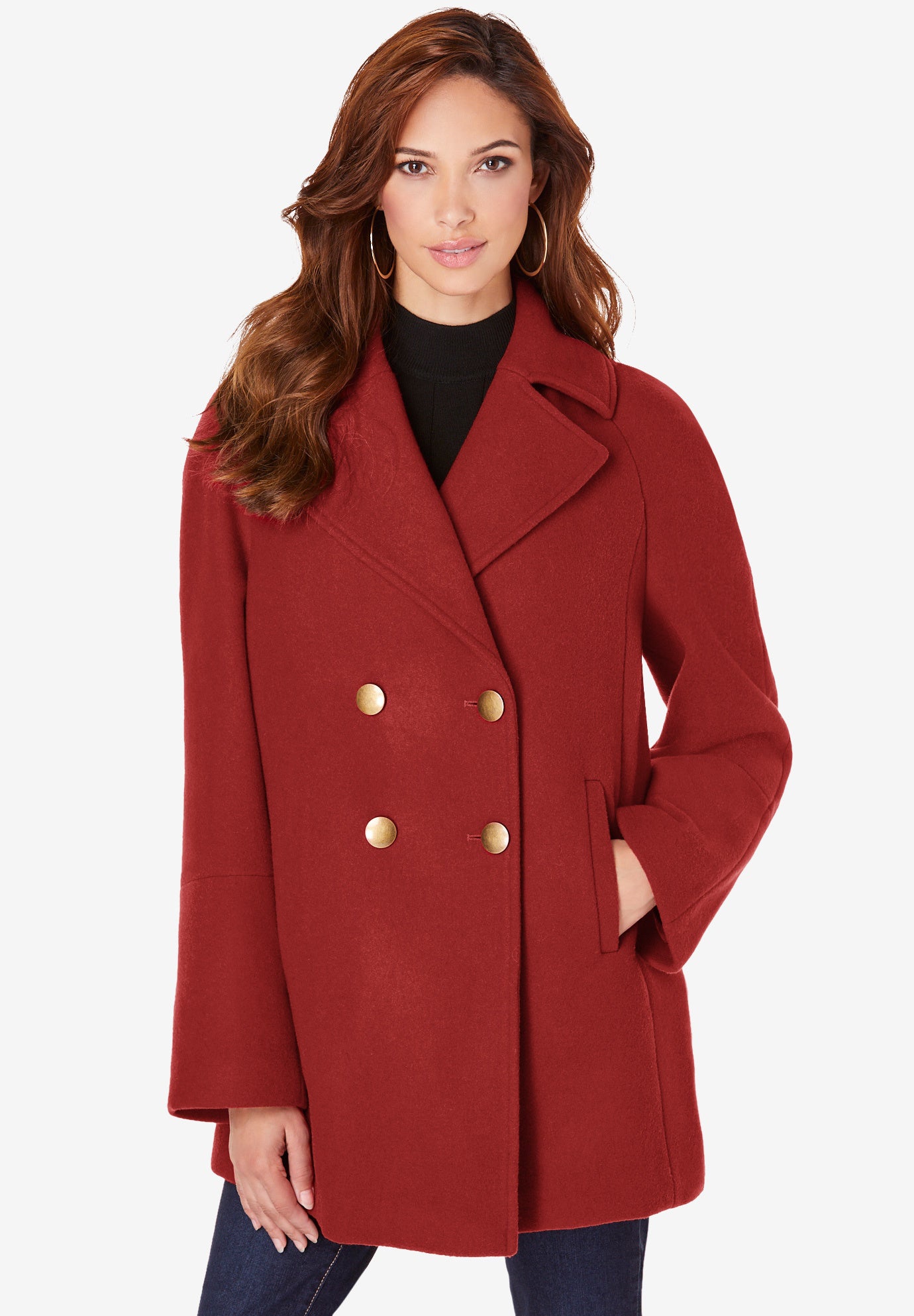 Plus Size Wool Blend A-Line Peacoat image number 0