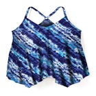 Longer-Length Draped Mesh Racerback Tankini Top image number 2