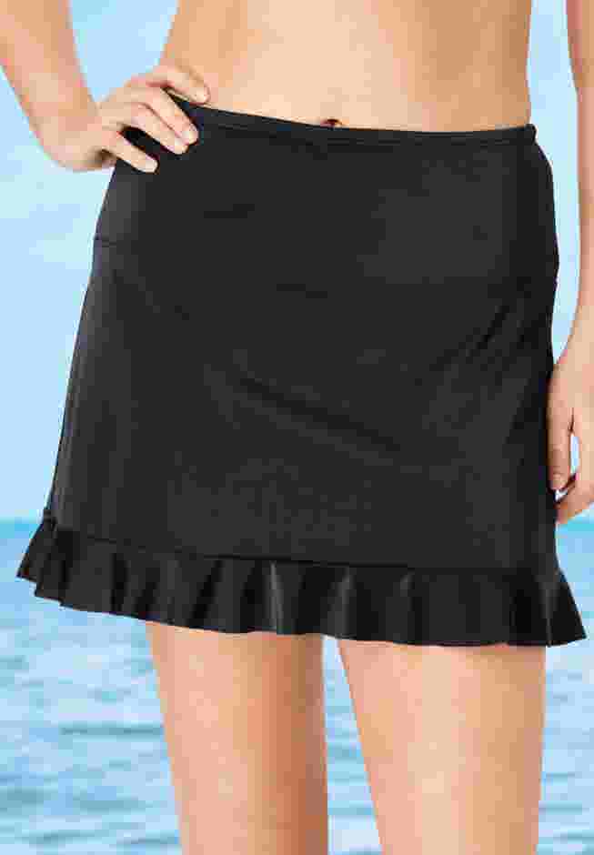 Ruffle-Trim Swim Skirt with Built-In Tummy Control Brief image number 0