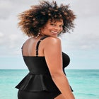 Underwire Shirred Ring Bandeau Tankini Top image number null