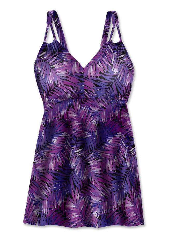 Loop-Strap V-Neck Tummy Control Two-Piece Swim Dress image number 4