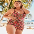 Loop-Strap V-Neck Tummy Control Two-Piece Swim Dress image number null