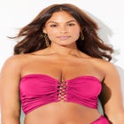 Shimmer Shirred Ring Bandeau Bikini Top image number null