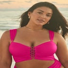 Shimmer Shirred Ring Bandeau Bikini Top image number null