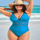 Lattice Plunge One Piece Swimsuit image number null