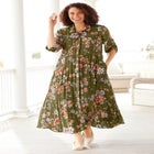 Roll-Tab Sleeve Crinkle Shirtdress image number null