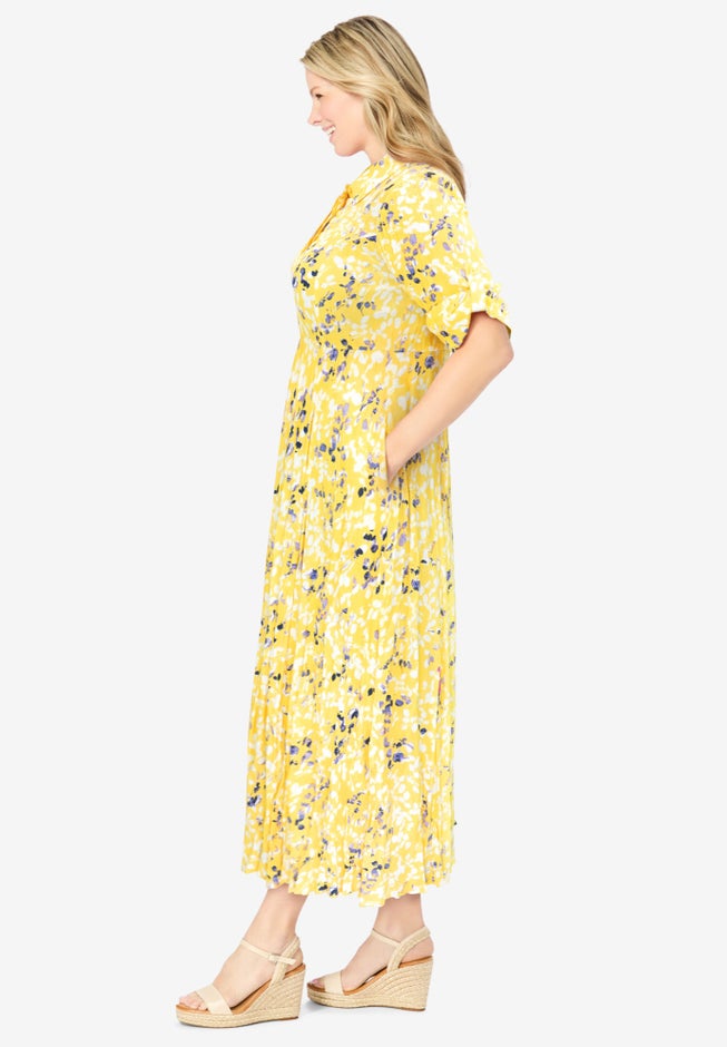 Roll-Tab Sleeve Crinkle Shirtdress image number 2