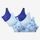 3-Pack Front-Close Cotton Wireless Bra image number null