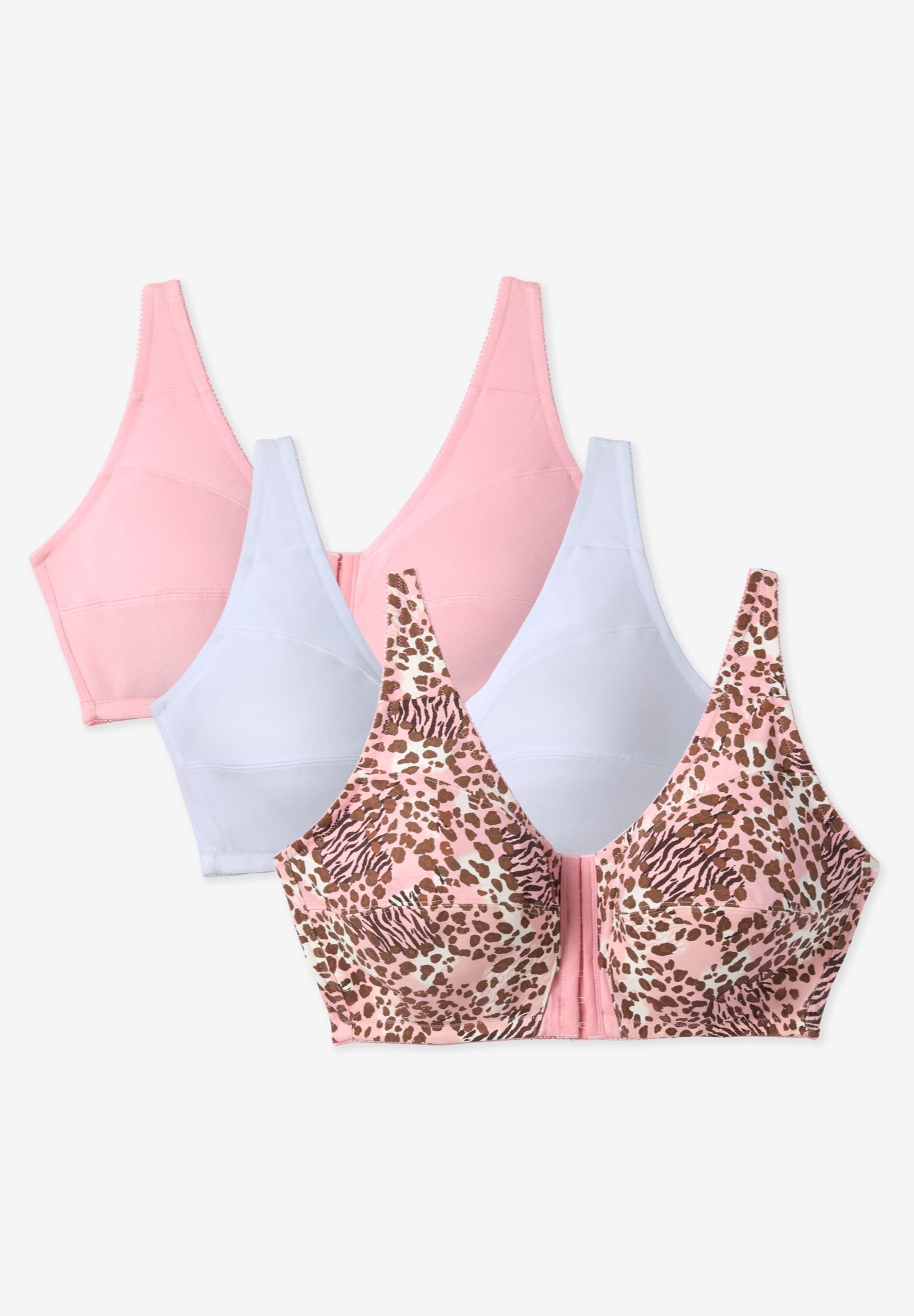 3-Pack Front-Close Cotton Wireless Bra image number 0
