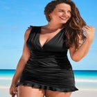 Adjustable Ruched Swimdress image number null