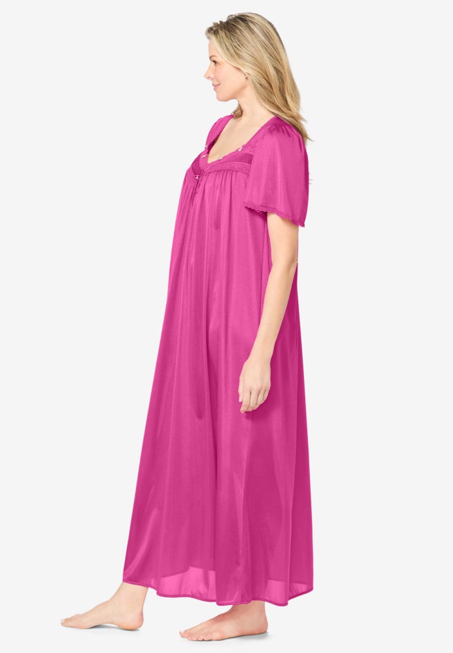 Long Silky Lace-Trim Gown image number 2