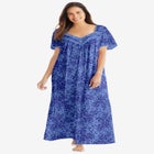 Long Silky Lace-Trim Gown image number null