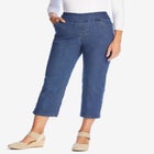 Pull-On Flex-Fit Elastic-Waist Stretch Denim Capri Jeans image number null