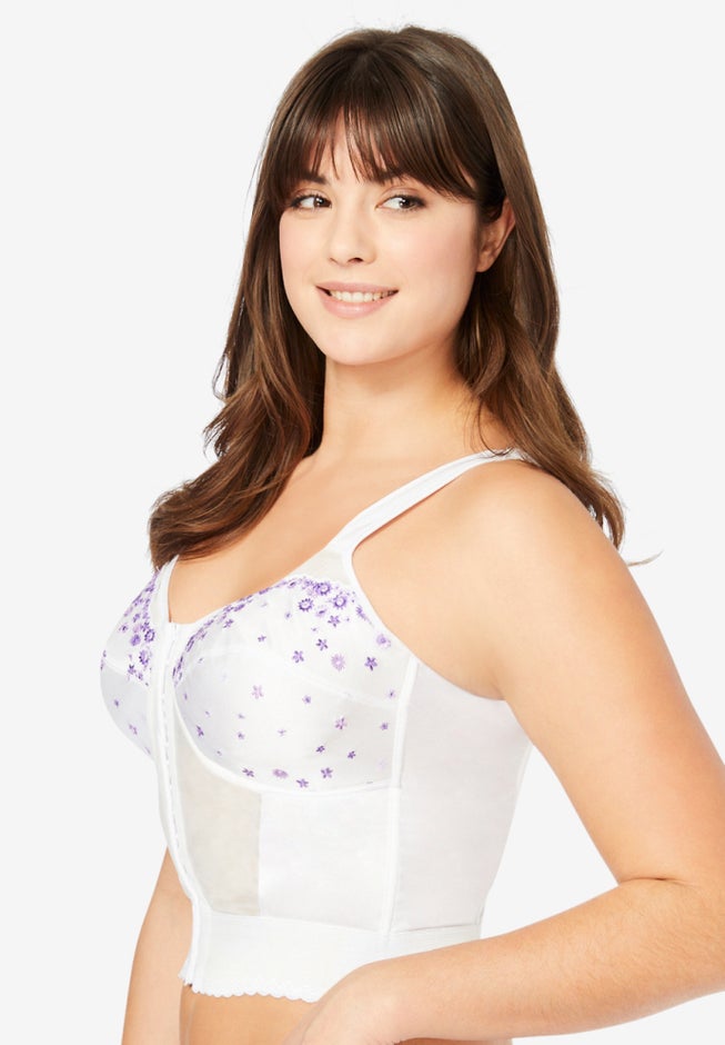 Embroidered Front-Close Longline Posture Bra image number 2