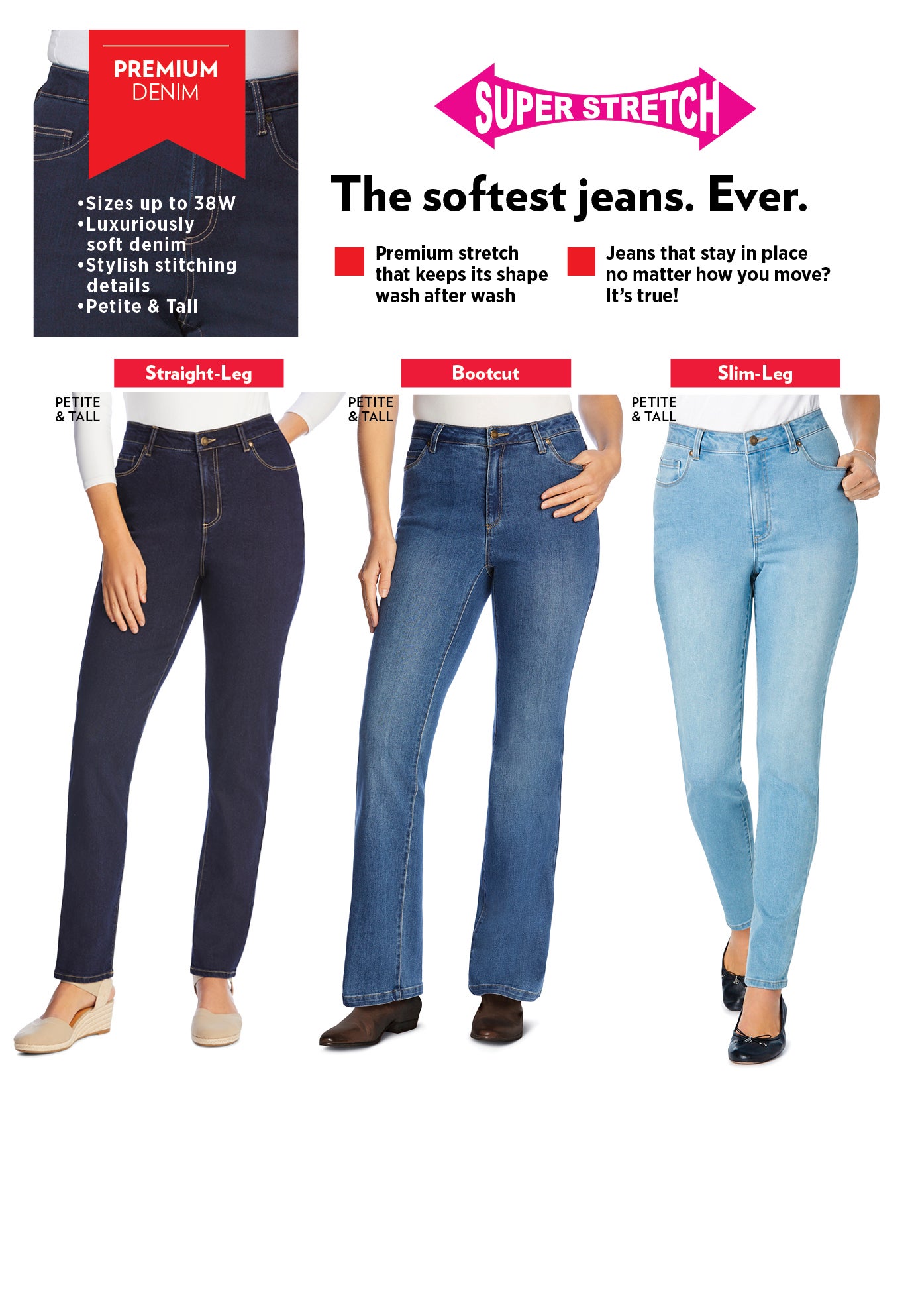 Bootcut Stretch Comfort Denim Five-Pocket Jeans image number 3
