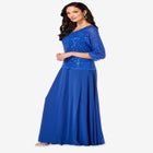 Plus Size Sequin Lace Three Quarter Sleeve A-Line Gown image number null