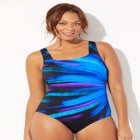 Chlorine Resistant Square Neck Tummy Control One Piece Swimsuit image number null