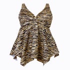 Handkerchief-Hem Twist-Front Tummy Control Two-Piece Swim Dress image number null