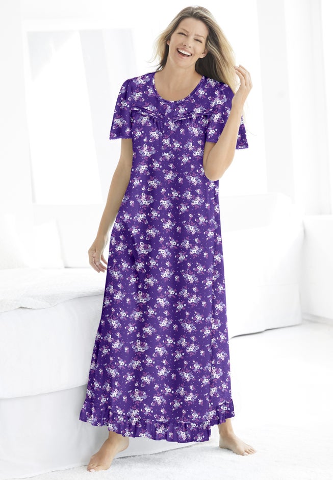 Long Floral Print Cotton Gown image number 3