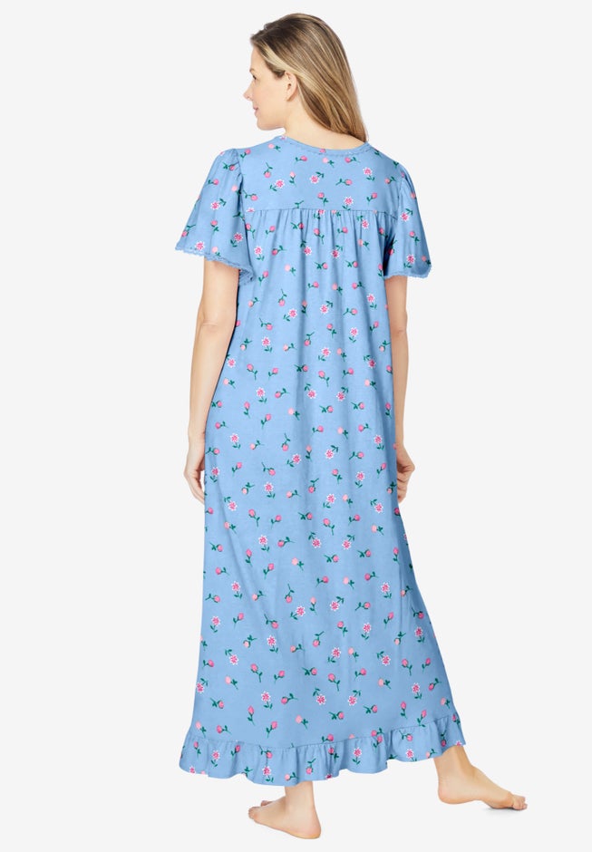 Long Floral Print Cotton Gown image number 1