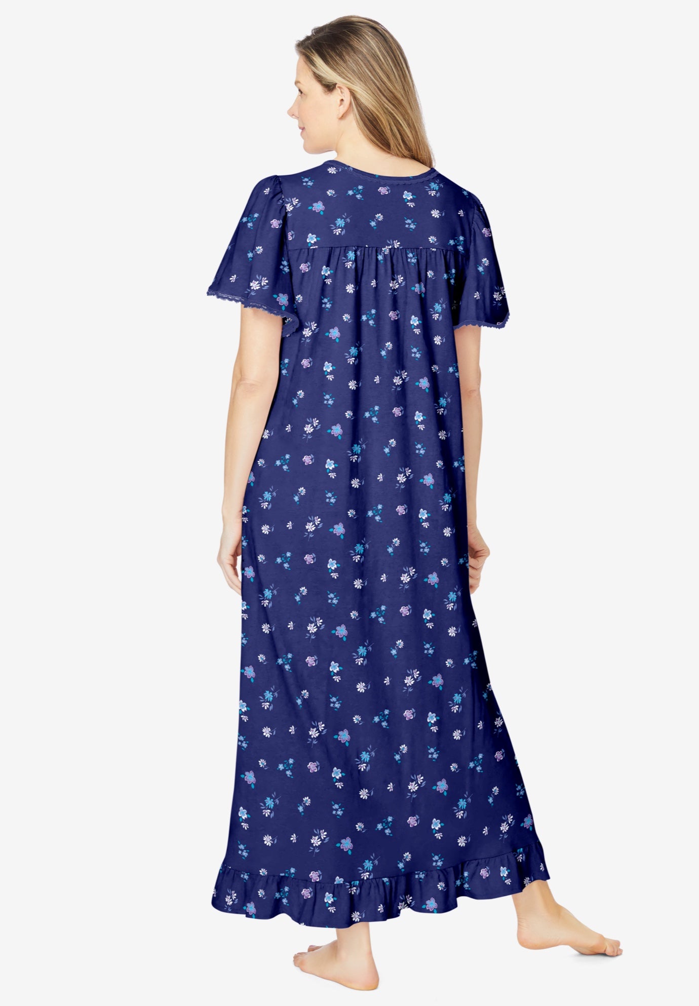 Long Floral Print Cotton Gown image number 1