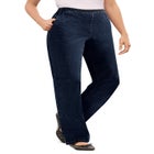 Straight Leg Fineline Pull-On Stretch Denim Jeans image number null