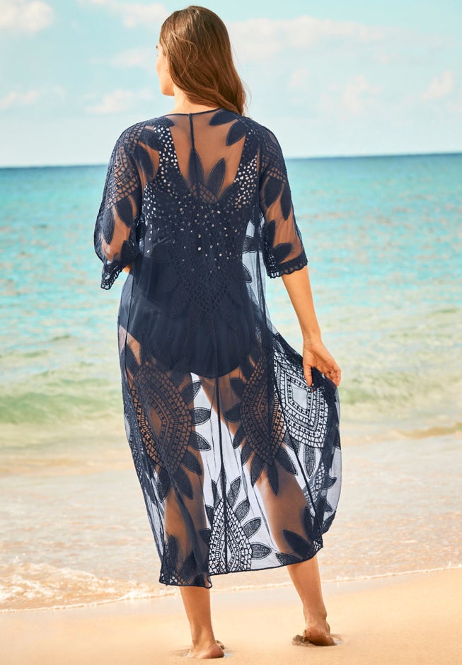 Open-Front Embroidered Cover Up  image number 1