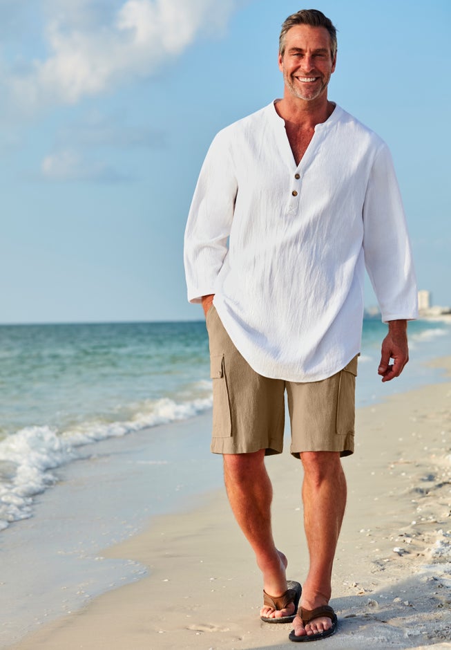 Full Elastic Waist Gauze Cargo Shorts image number 4