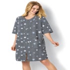 Short French Terry Zip-Front Robe image number null