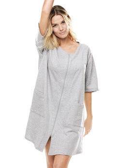 Short French Terry Zip-Front Robe