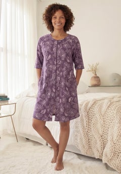 Short French Terry Zip-Front Robe