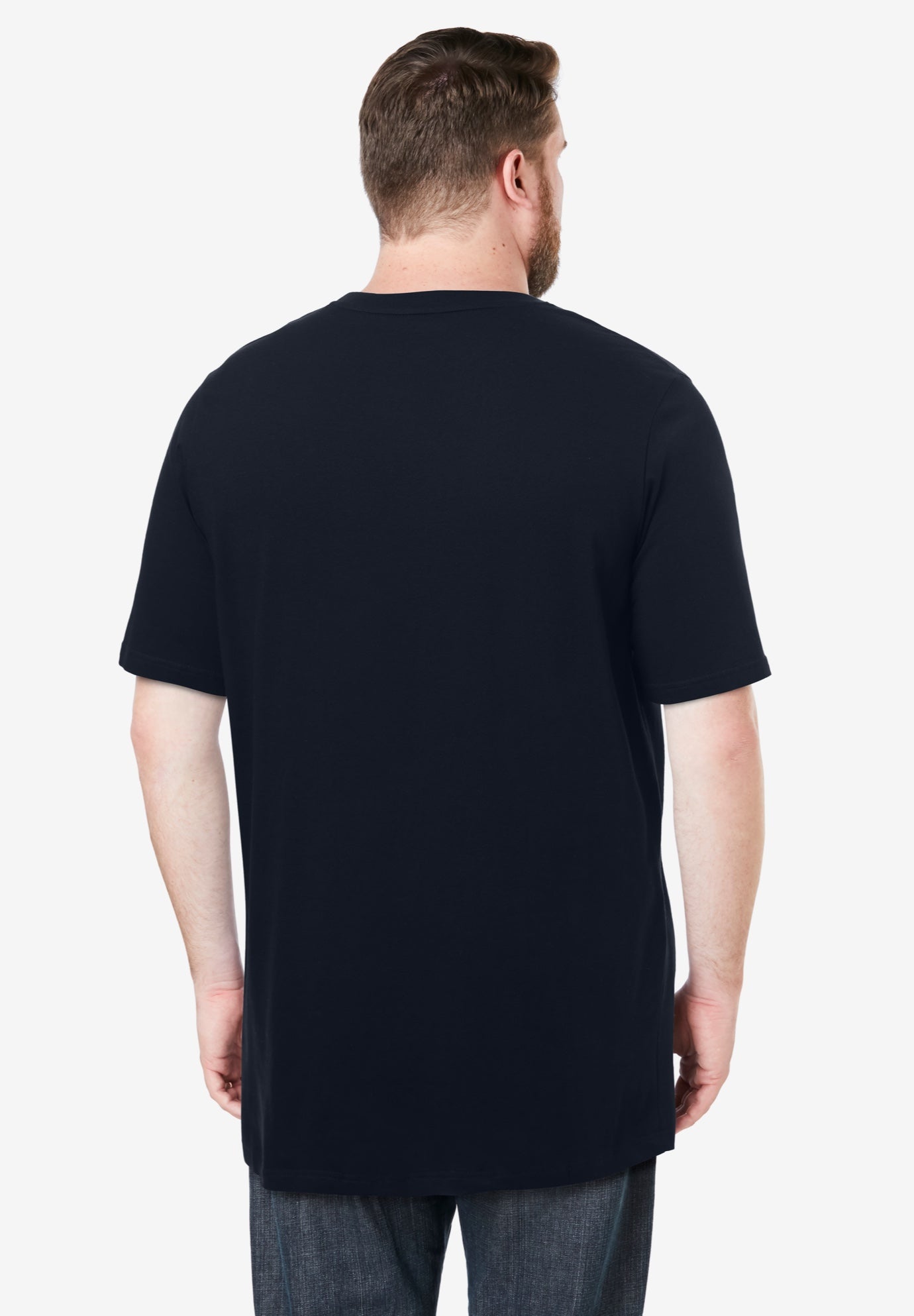 Shrink-Less&trade; Lightweight Longer-Length Crewneck Pocket T-Shirt image number 1