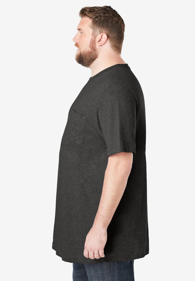 Shrink-Less™ Lightweight Longer-Length Crewneck Pocket T-Shirt image number 2